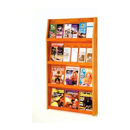 Wooden Mallet 12 Magazine/24 Brochure Wall Display - Medium Oak LD49-24MO